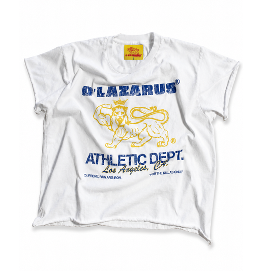 O'LAZARUS CUT-OFF MUSCLE TEE (WHITE/BLUE)