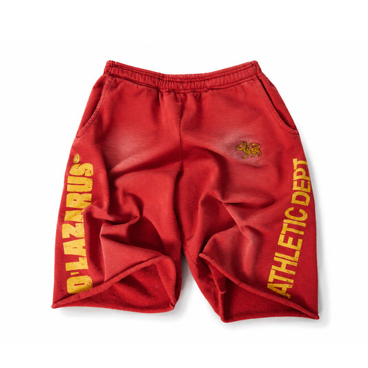 O'LAZARUS CUT-OFF SWEAT SHORT (RED)